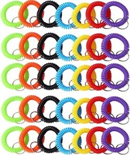 70Pcs Colorful Stretchy Keychain Bracelet Spiral Wristband Keychain for Outdoor,