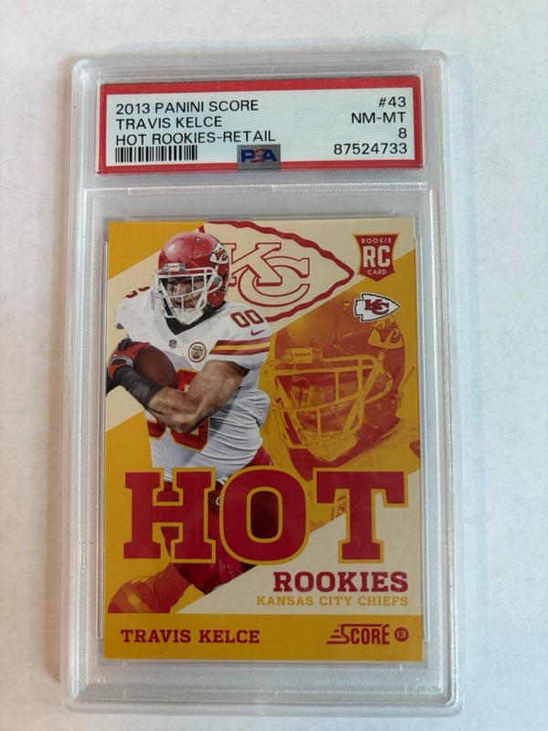 2013 Panini Score Hot Rookies Retail #43 Travis Kelce Chiefs RC Rookie PSA 8