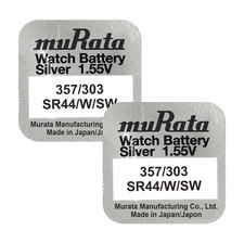 2 Murata 357/303 SR44 Batteries Silver 1.55V Watch Battery 1Pc /04