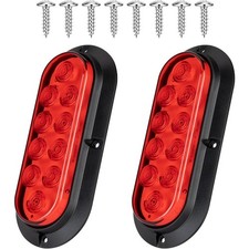 2PCS 6" Oval Red LED Trailer Tail Lights 10 LEDs Stop/Turn/Brake Waterproof 12V