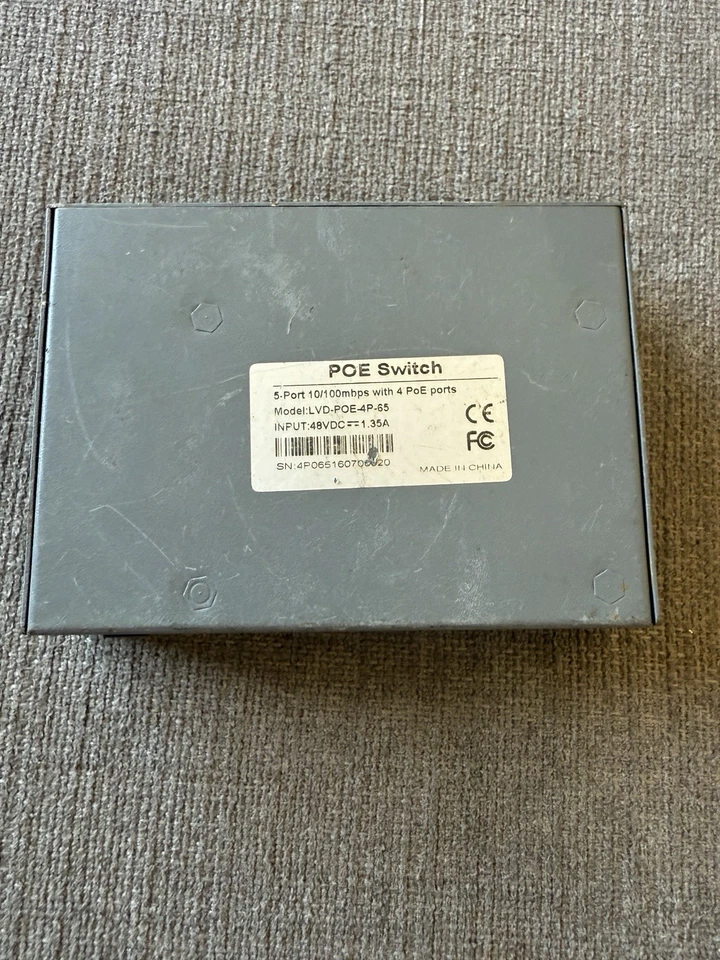 LVD POE-4P-6S 5-Port 10/100 PoE Switch 48V DC Input For Parts Not Tested - Image 2 of 4