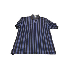 Vtg 90s Tommy Hilfiger Crest Logo Striped Polo Shirt Mens Xl Black Blue Strips