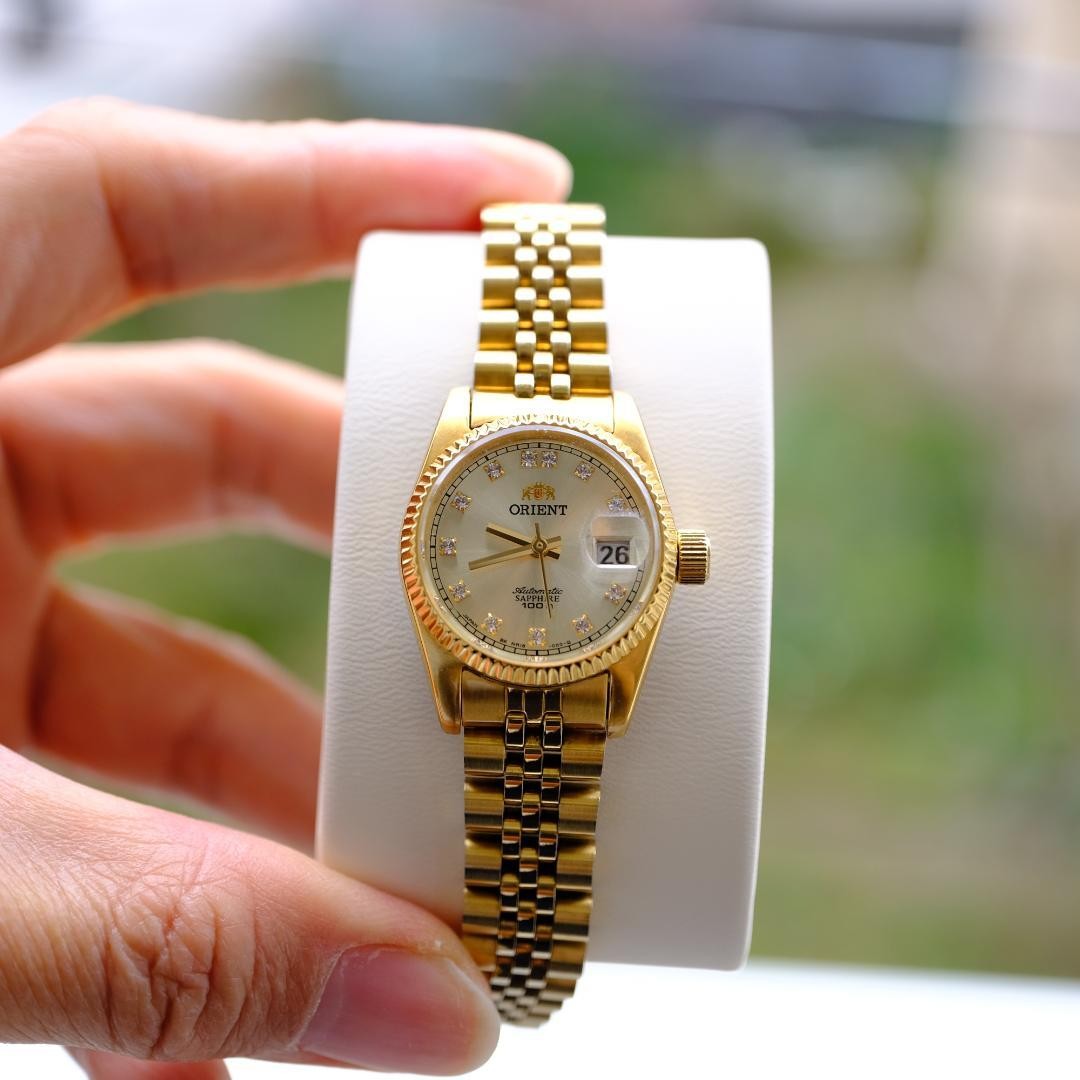 ORIENT President Daydate Automatic Gold Watch Diamond Index Sapphire glass Japan image 3