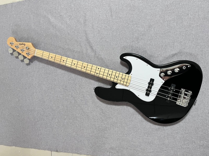 Black Gloss 4 String Electric Bass Guitar Jazz Style Solid Body Maple Fretboard
