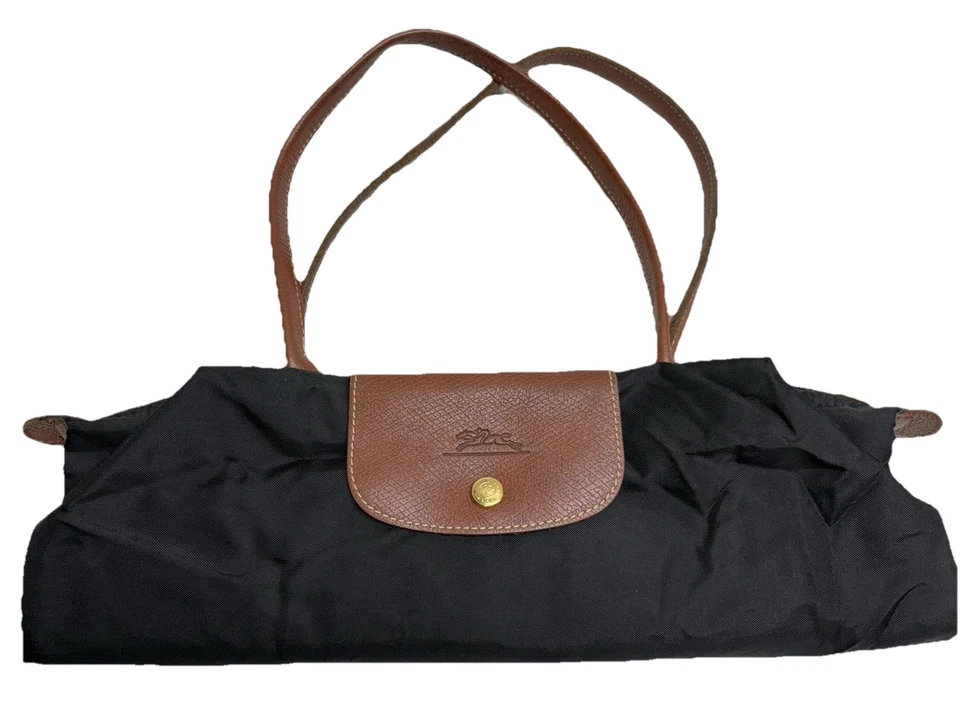 Longchamp Le Pliage Medium Foldable Shoulder Tote Bag Black Nylon Made In France - Image 3 of 4