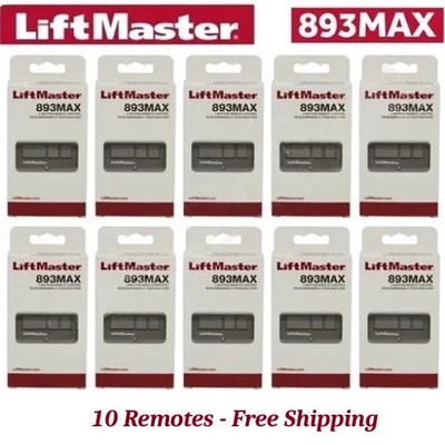 10 PACK LiftMaster 893MAX 3 Button Visor Remote Control Garage Door Opener