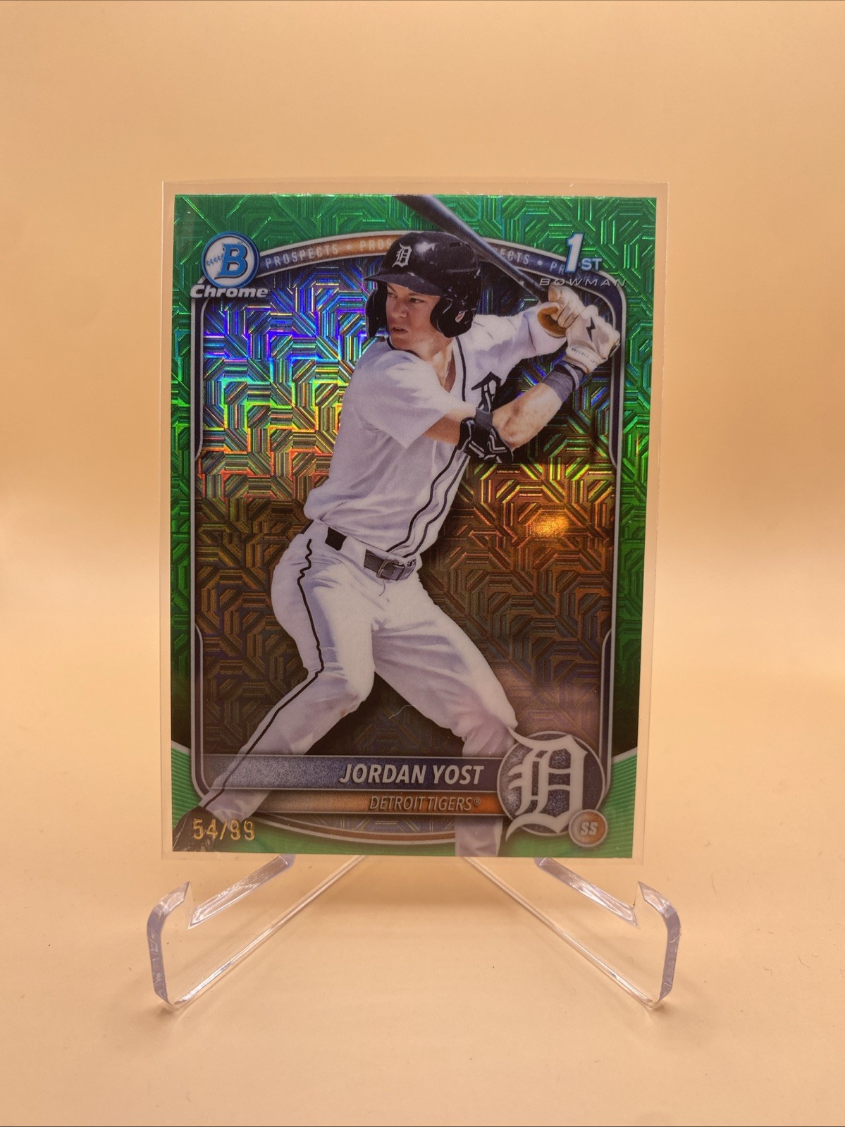 2025 Bowman Draft Chrome Green Mojo Jordan Yost /99 Detroit Tigers #BDC-162