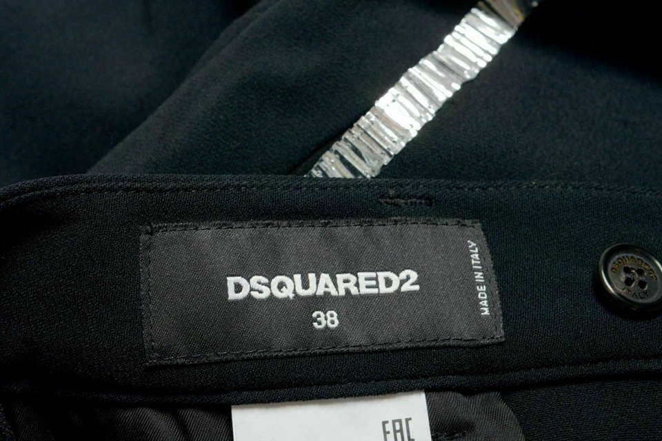 Pantalones informales decorados con cuentas negras para mujer Dsquared2 US XS IT 38 Foto 4 de 4
