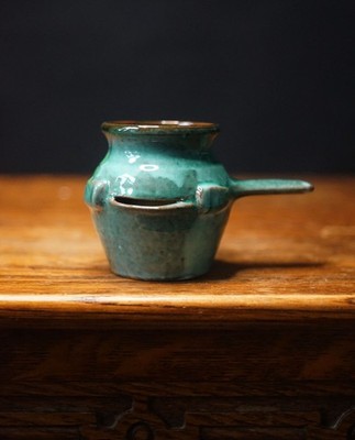 Vintage Studiokeramik kleines Keramikgefäß mit Henkel - handbemalt - H 7,5 cm