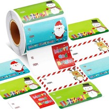Christmas Stickers Xmas Labels Merry Happy Thank You Gift Craft Box LoveS t W9E6