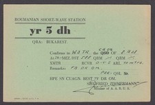YR5DH Bucharest Romania Siegfried Zummermann QSL Ham Radio postcard 1938