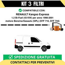 Kit 3 Filtri Tagliando per RENAULT Kangoo Express 1.2 Bi-Fuel 43 kw Benzina/G...