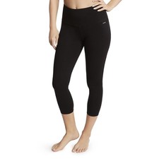 Women's Cotton Stretch Basic Capri Leggings Deep Black