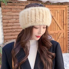 Women's Real Mink Fur Scarf Warm Scarves Collar Wrap Stole Neck Warmer Headband