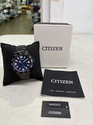 Citizen AW1705-55L Eco-Drive Black Ion Plated 45mm Watch - Blue Texture Dial