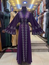 Muslimah Dubai Abaya Flare Style offen Abaya Langarm mit Stein Design