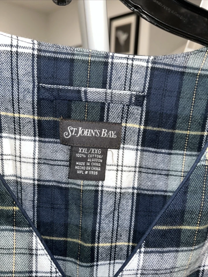 Ropa de dormir para hombre St John Bay, conjunto de pantalones pijamas de algodón a cuadros verdes talla XXL/XXG Foto 4 de 4