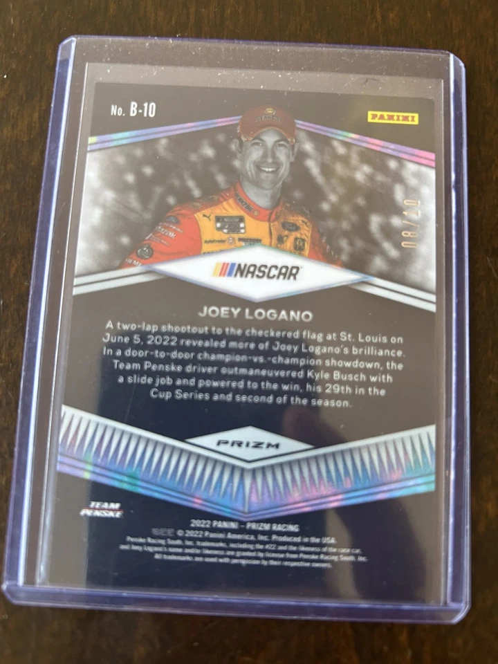 2022 PANINI PRIZM NASCAR BRILLIANCE GOLD /10 - JOEY LOGANO  - Image 2 of 2