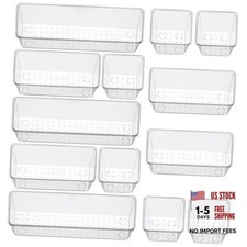 12 Piece Clear Drawer Organizer Set, 3 Sizes Bathroom Vanity 12pcs-3size