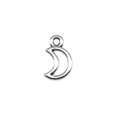 80PCS Antique Silver Tone Metal Crescent Moon Cut Frame Charm Pendant GGS304