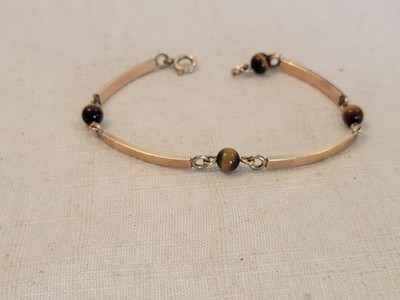 W E Richards 12k Gold Filled Tiger eye Bracelet