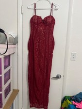 Red Lace Fashion Nova Maxi Dress - Size Small