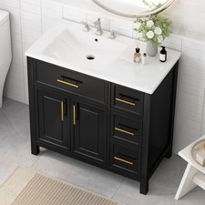 36" Bathroom Vanity with Sink Top, Bathroom Vanity Cabinet with Two Doors and T