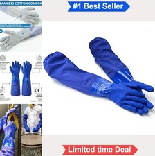 Chemical Resistant Gloves 24 Inch Heavy Duty Waterproof PVC Cotton Lined Long