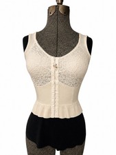 Vintage Bra Bustier 34 DD Sarong Floral Lace Corset Back up