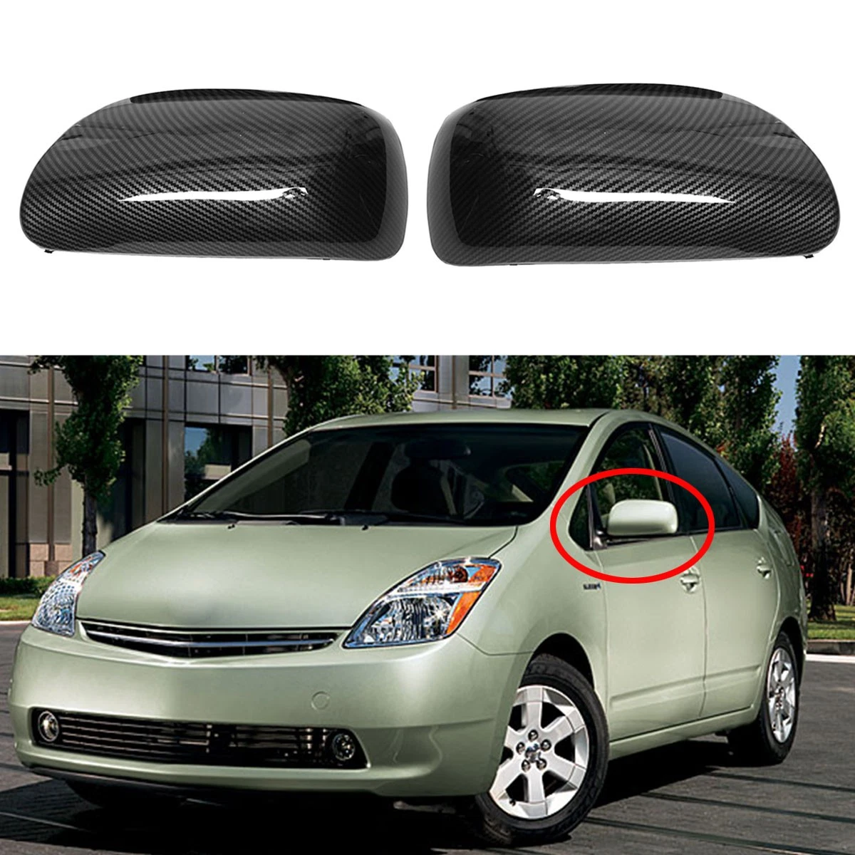 HOHOVYVY Copertura Specchietto Laterale Sinistro Lucido Nero Bianco Per Toyota Per Yaris 2012-2020 Specchio Esterno Cap (Black