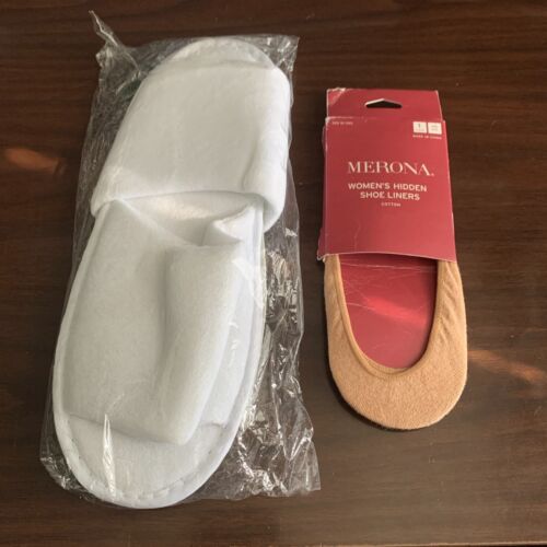 Terry Cloth White Scuffs Spa Hotel Home Club Slippers Shoe Liners Lot