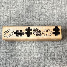 Puzzle Piece Border Rubber Stamp Wood The Happy Stamper