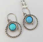 Silver Earrings 925 Blue Opal Drop Twisted Circle Hoop Israel Modernist Sterling