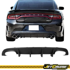 Fits 15-23 Dodge Charger Quad Exhaust Rear Bumper Lip Diffuser - Unpainted PP