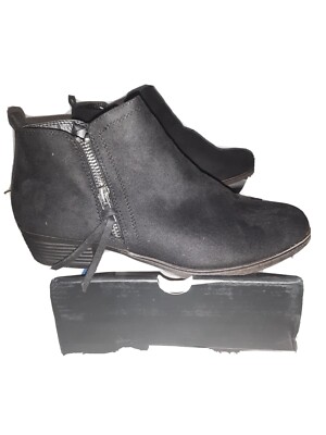 London Fog Womens Tina Black Cute Ankle Boots (Size 7.5 M) zip up (shelf 1e)