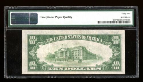 DBR 1934-A $10 North Africa Silver STAR Fr. 2309* PMG 35 EPQ Serial *01184809A - Picture 2 of 2