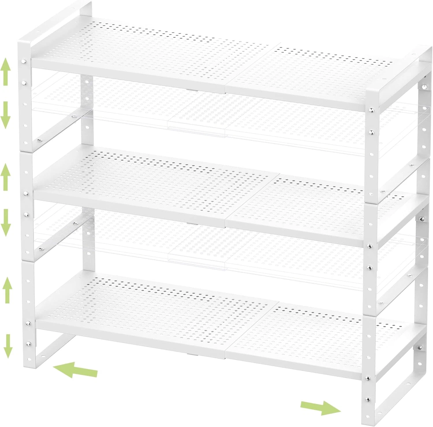 Expandable Stackable Spice Rack - 3 Pack Medium White Metal Storage Solution
