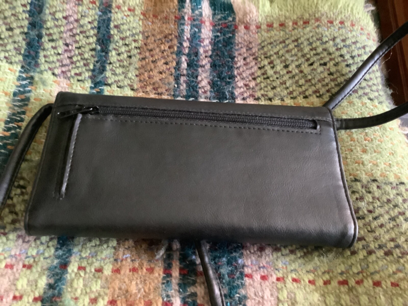 Marks and Spencers wallet clutchbag, black, faux leather, long shoulder