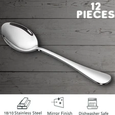 12 Piece Table Spoons Set 18/10 Stainless Steel Dinner Tablespoons Soup Flatware