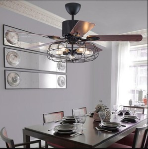 52 Industrial Metal Ceiling Fan Light Semi Flush Mount Chandelier