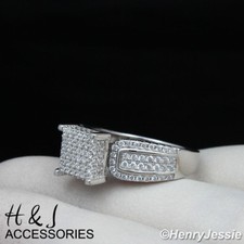WOMEN 925 STERLING SILVER CZ 8MM SQUARE ENGAGEMENT WEDDING RING SIZE 6-9 SR81