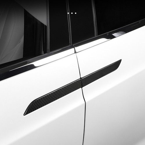 Juego de 4 piezas de cubierta de manija de puerta de automóvil estilo fibra de carbono para Tesla Model X - Imagen 4 de 8