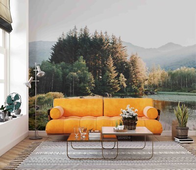 3D Mountains Forest Lake Scenery Self-adhesive Removable Wallpaper Murals 4