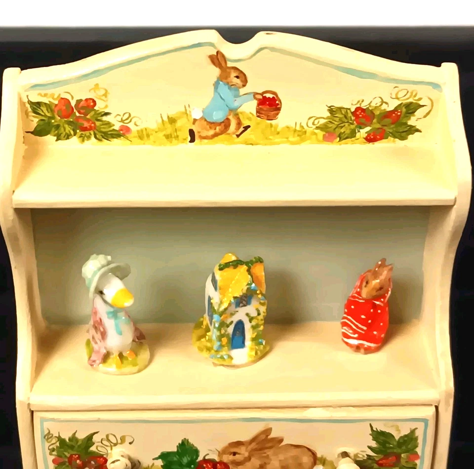 MARY GRADY O’BRIEN Miniature Nursery Cabinet W/ Rabbit,  Duck & House Figurines - Image 2 of 4