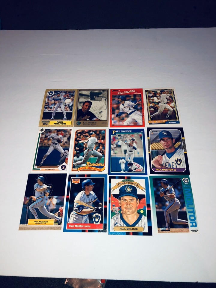 Paul Molitor Lot Of 12 Different Brewers Blue Jays Baseball Cards