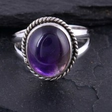 Natural Amethyst Gemstone 925 Sterling Silver Handmade Ring Valentine Gift C-611