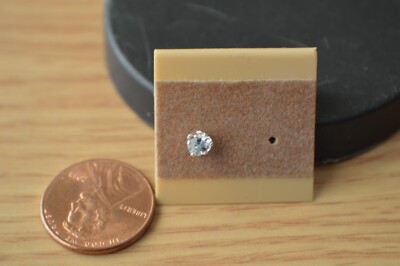 SINGLE EARRING ~ 0.16ct Espirito Santo Aquamarine Solitaire Fine Silver 4x3 TINY