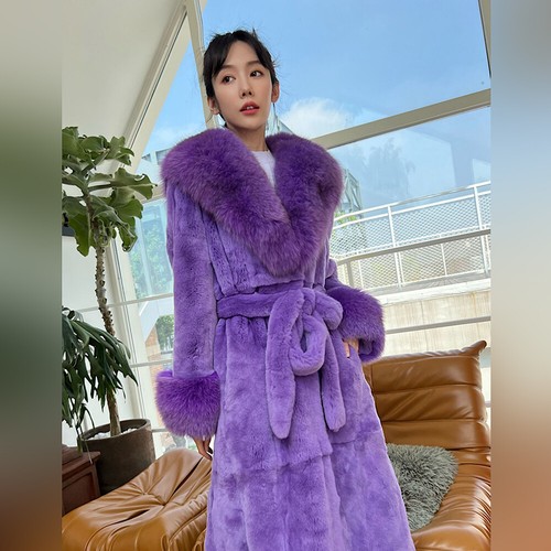 Nuevo Mujeres Mutilcolor Real Rex Chaqueta de Piel de Conejo Chinchilla Abrigo de Solapa de Piel Completa - Imagen 44 de 45