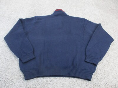 VINTAGE Ralph Lauren Polo Quarter Zip Sweater Mens Blue Red Pony