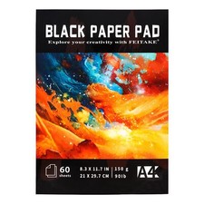 Black Paper Pad Sketchbook -120 Pages60 Sheets in A4 Sizes / 150GSM90lbs Heav...